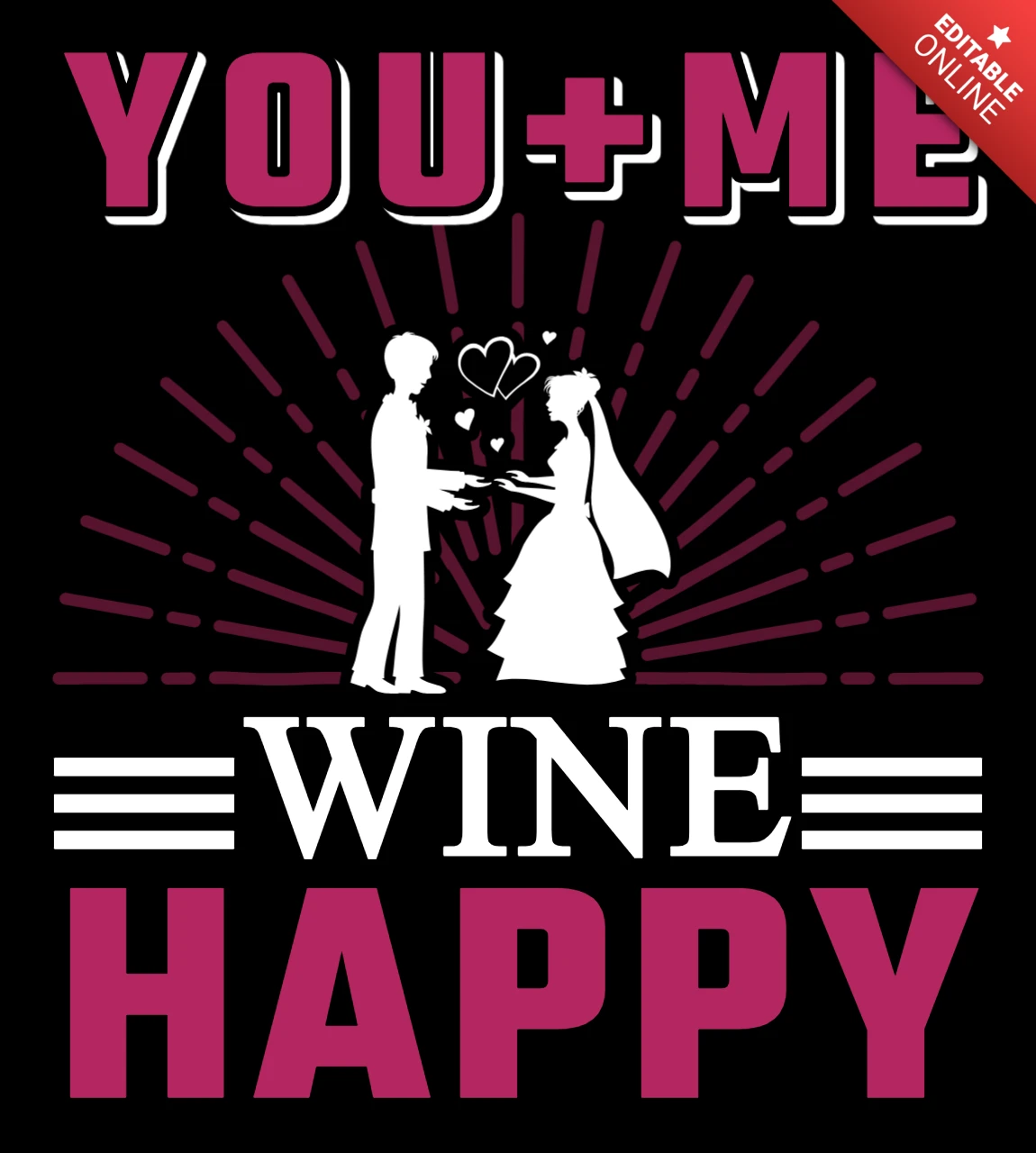 Romantic Wedding Design Template with Wine Theme and Playful Typography