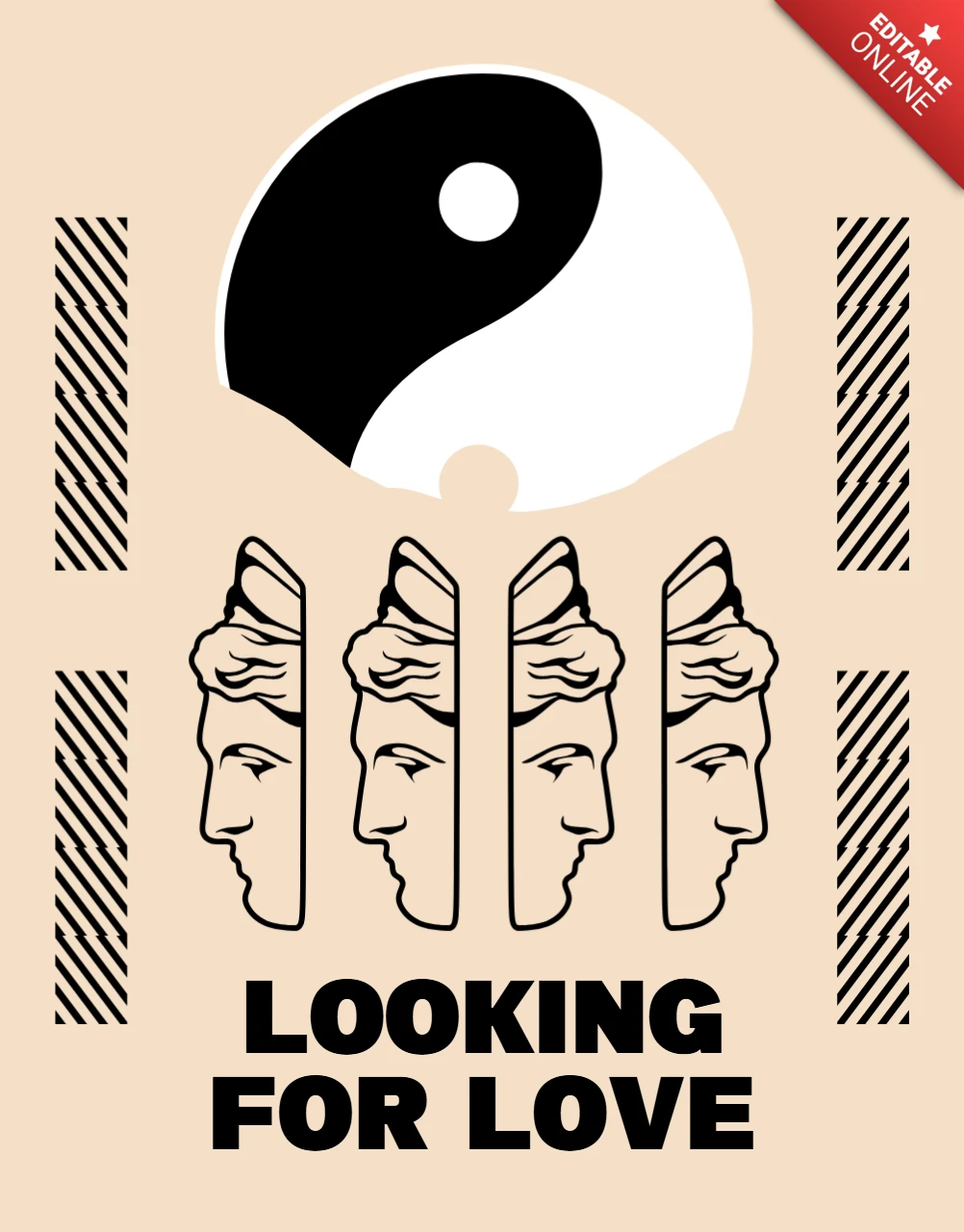 Yin yang liefde ontwerp sjabloon voor kleding en merchandise