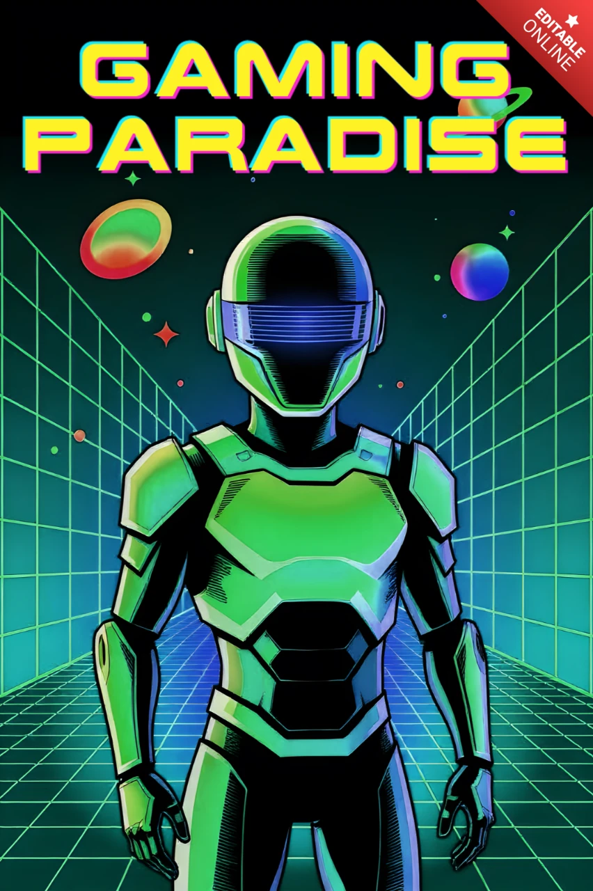 Plantilla de diseño de personaje de juego futurista para impresión en camisetas
