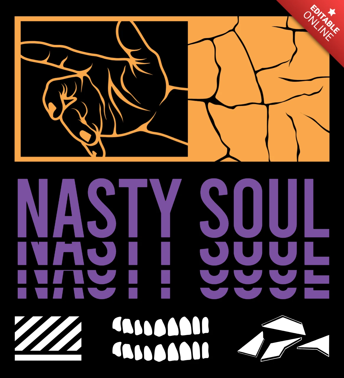 Edgy Graphic Design Template with Bold Hand Illustration for Apparel