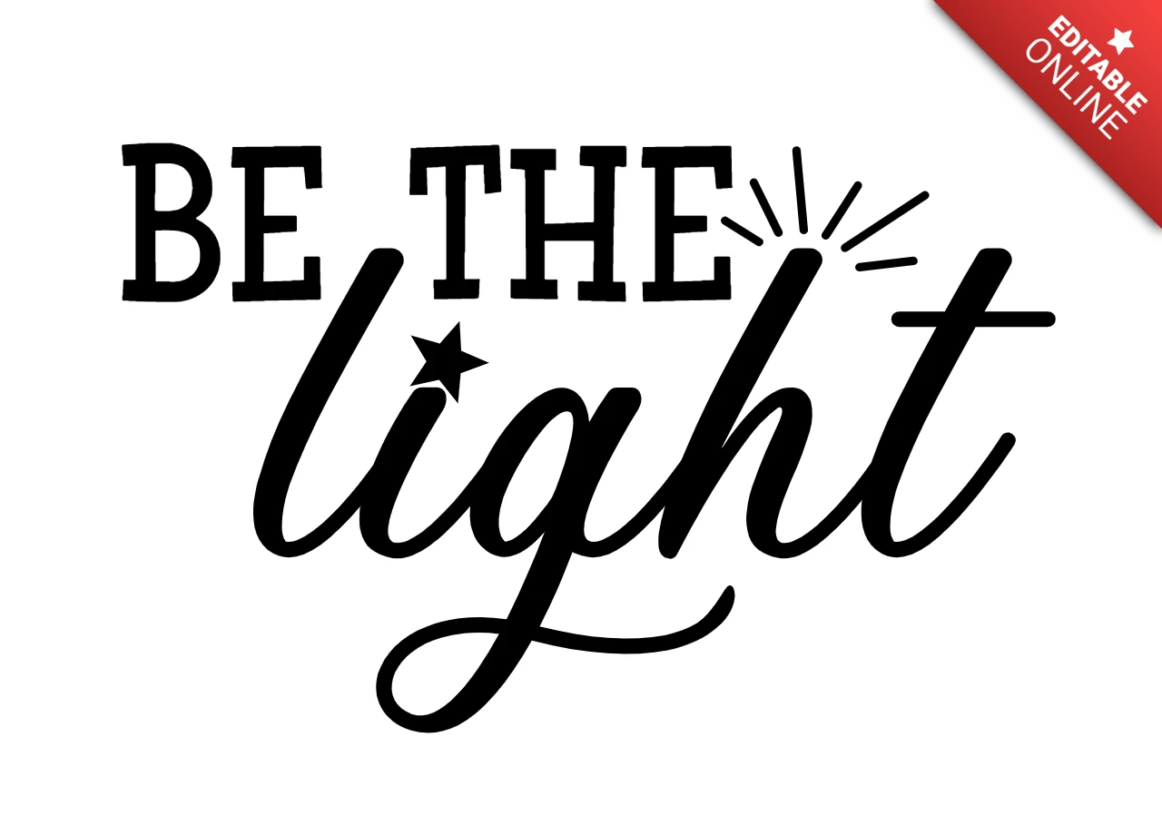 Modèle de t-shirt d'inspiration "Be the light" (Soyez la lumière)
