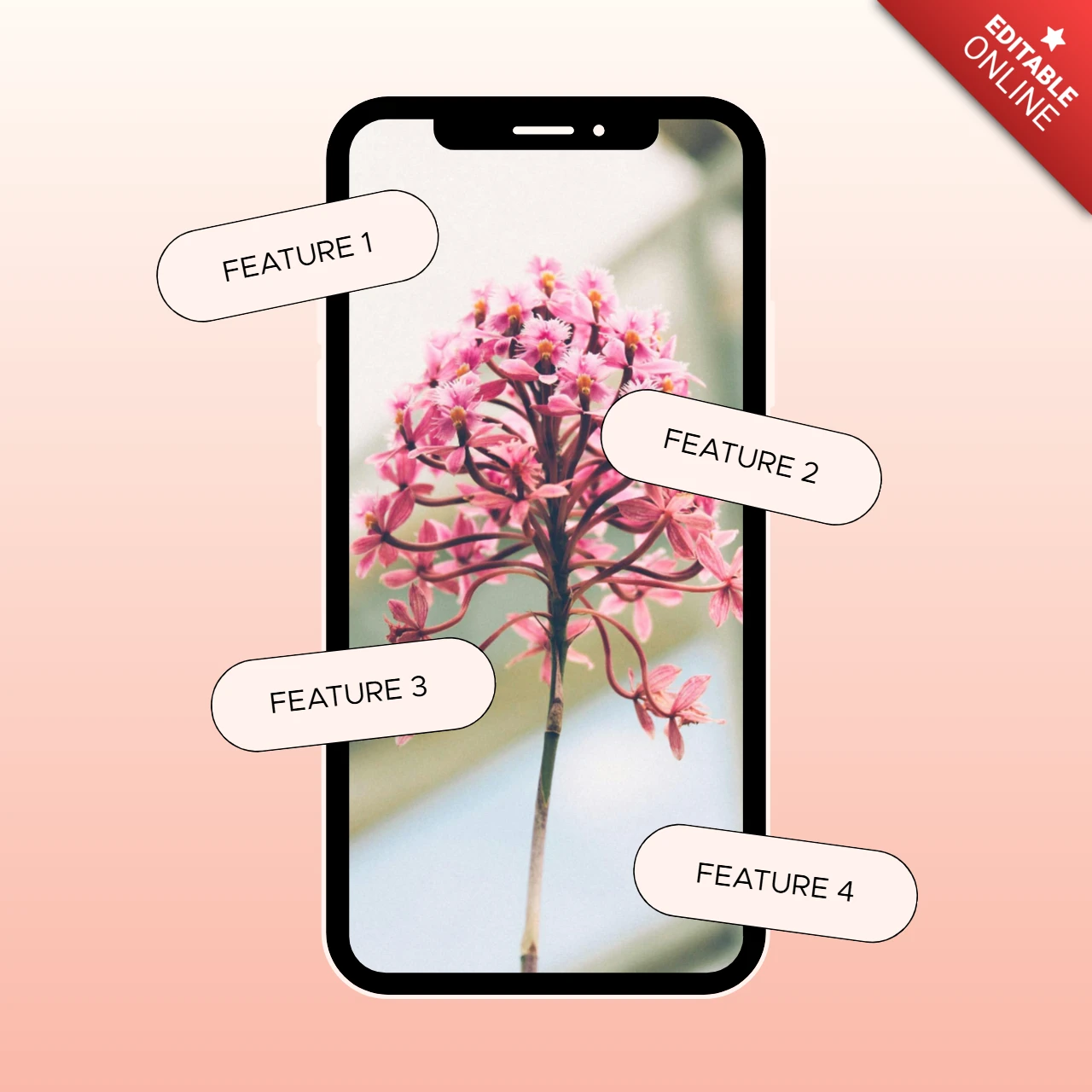 Recursos móveis florais modelo de design de postagem do Instagram