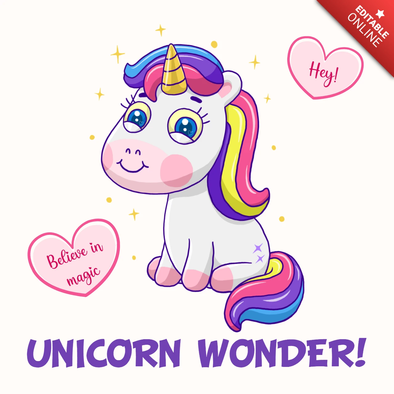 Einhorn Wunder Design Vorlage: magisch und verspielt editierbares Layout