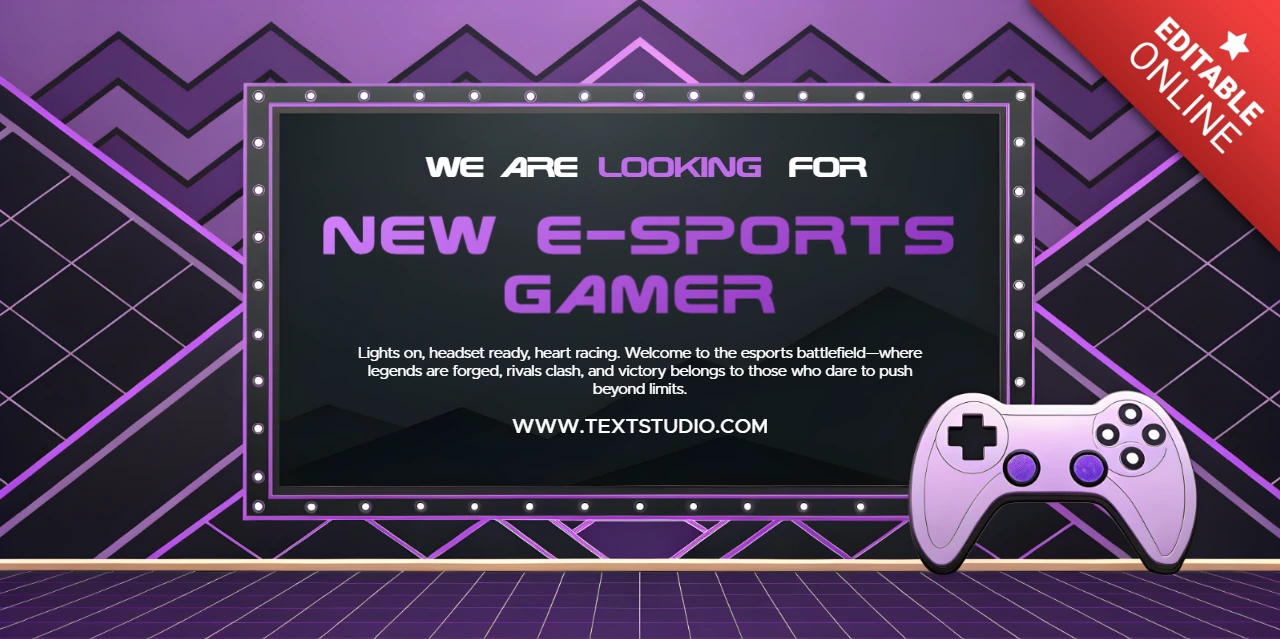 Modèle d'annonce de joueur e-sport modifiable avec design de manette de jeu