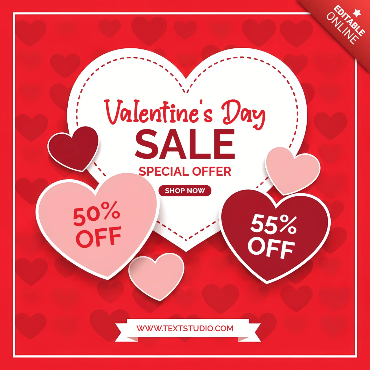 Valentinstagsverkaufs-Vorlage mit Herzdesign für Werbeflyer