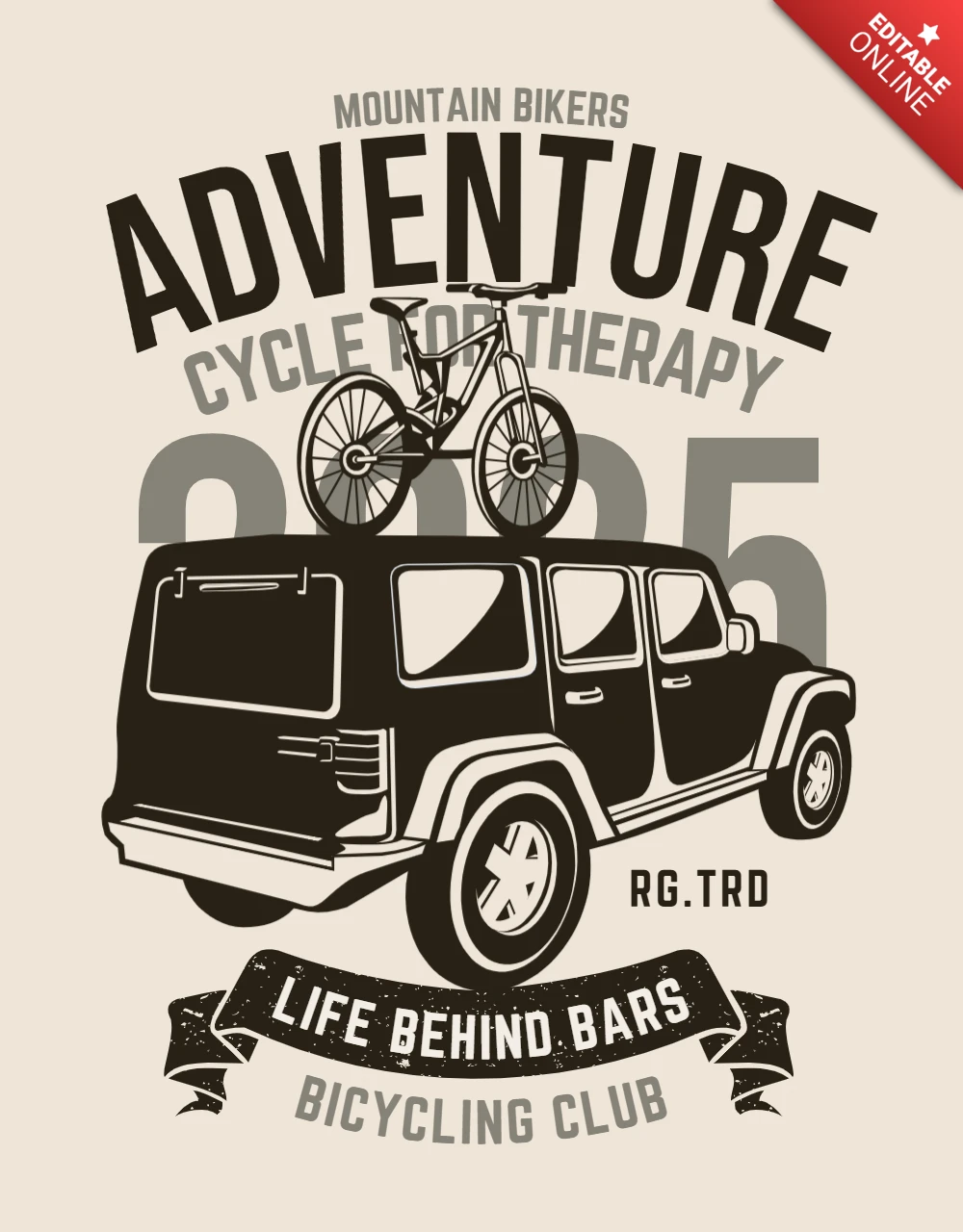 Off Road Adventure Bike And Car T-shirt Design Template