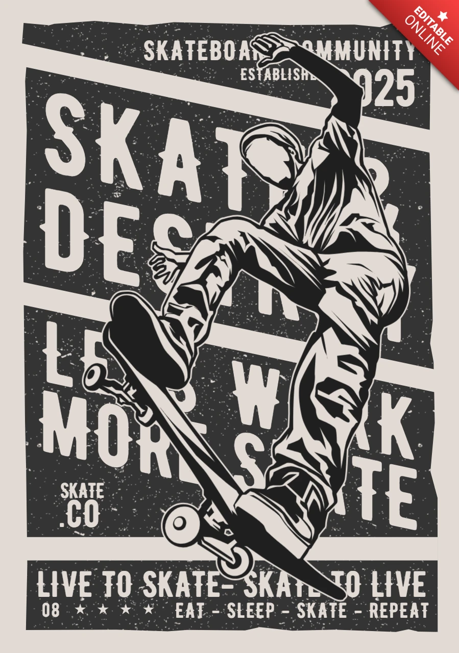 Live To Skate Vintage T-shirt Design Template