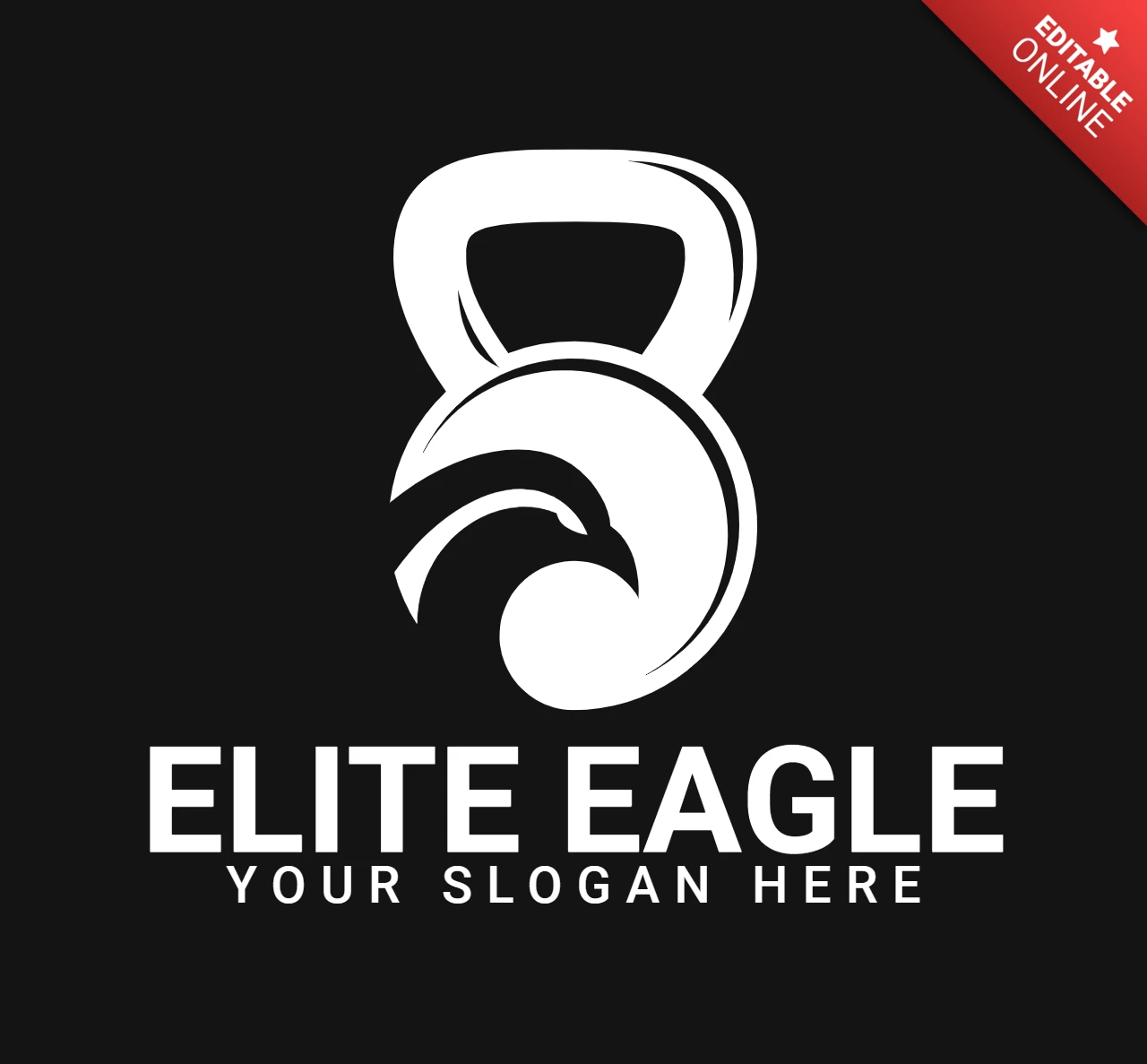 Elite Eagle Gym Fitness Kettle Bell Logo Design Template