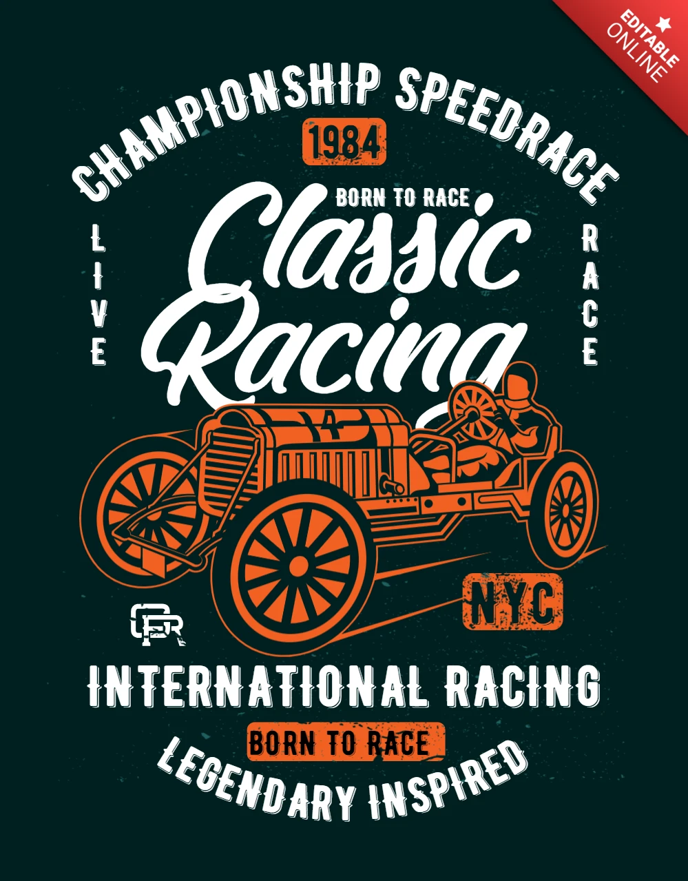 Modèle de t-shirt pour le championnat de course de vitesse et de course classique