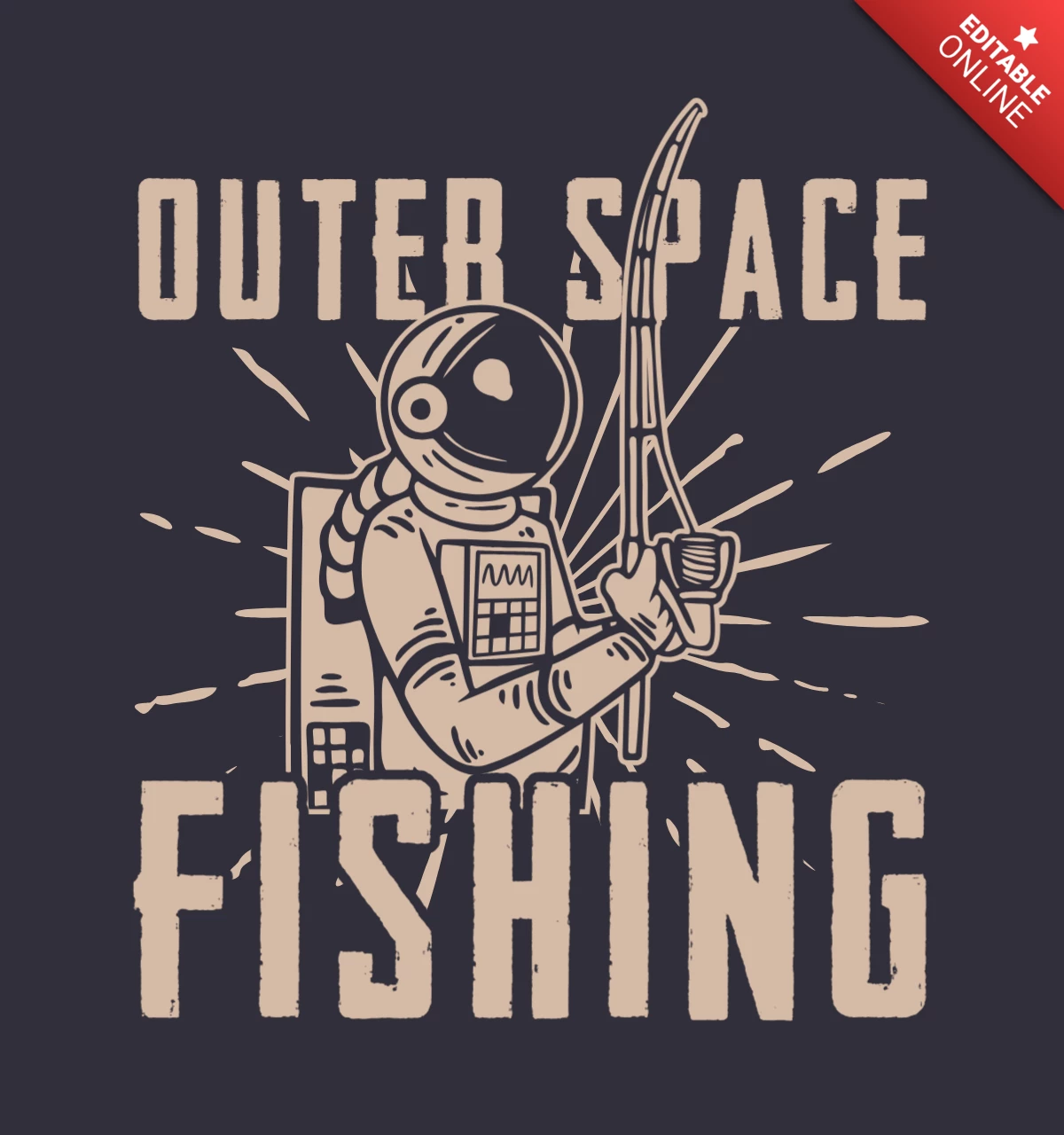 Modèle de conception de t-shirt vintage de pêche d'astronaute