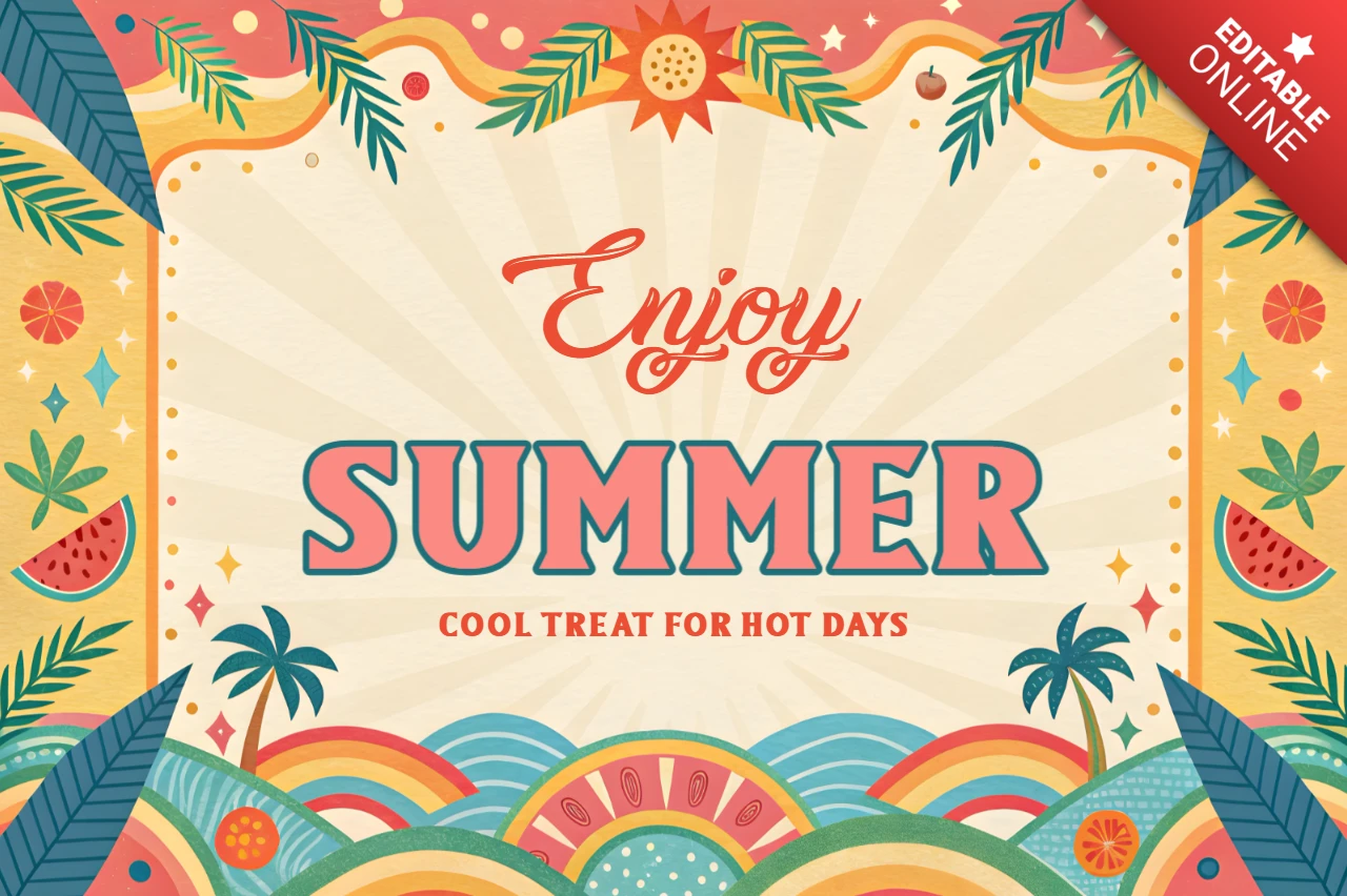 Summertime Festival Illustrations Design for Summer Holidays Greetings Template