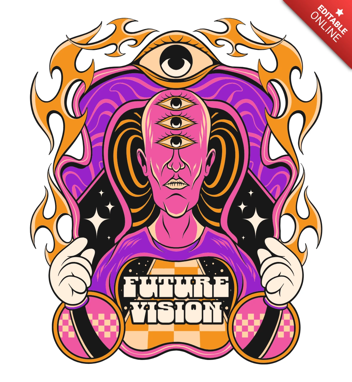 Futuristic Vision Design Template: Psychedelic Art Style for Creative Projects