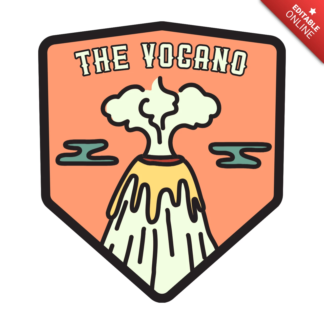 The Volcano Outdoor Badge Template Design