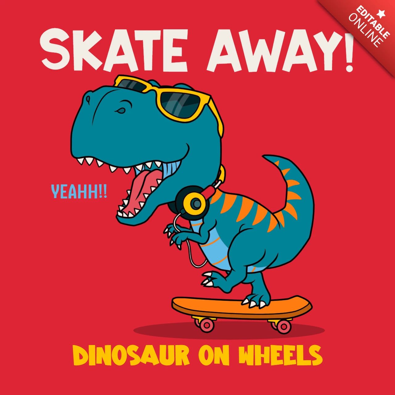 Skate weg dinosaurus sjabloon voor kinderen kleding ontwerp