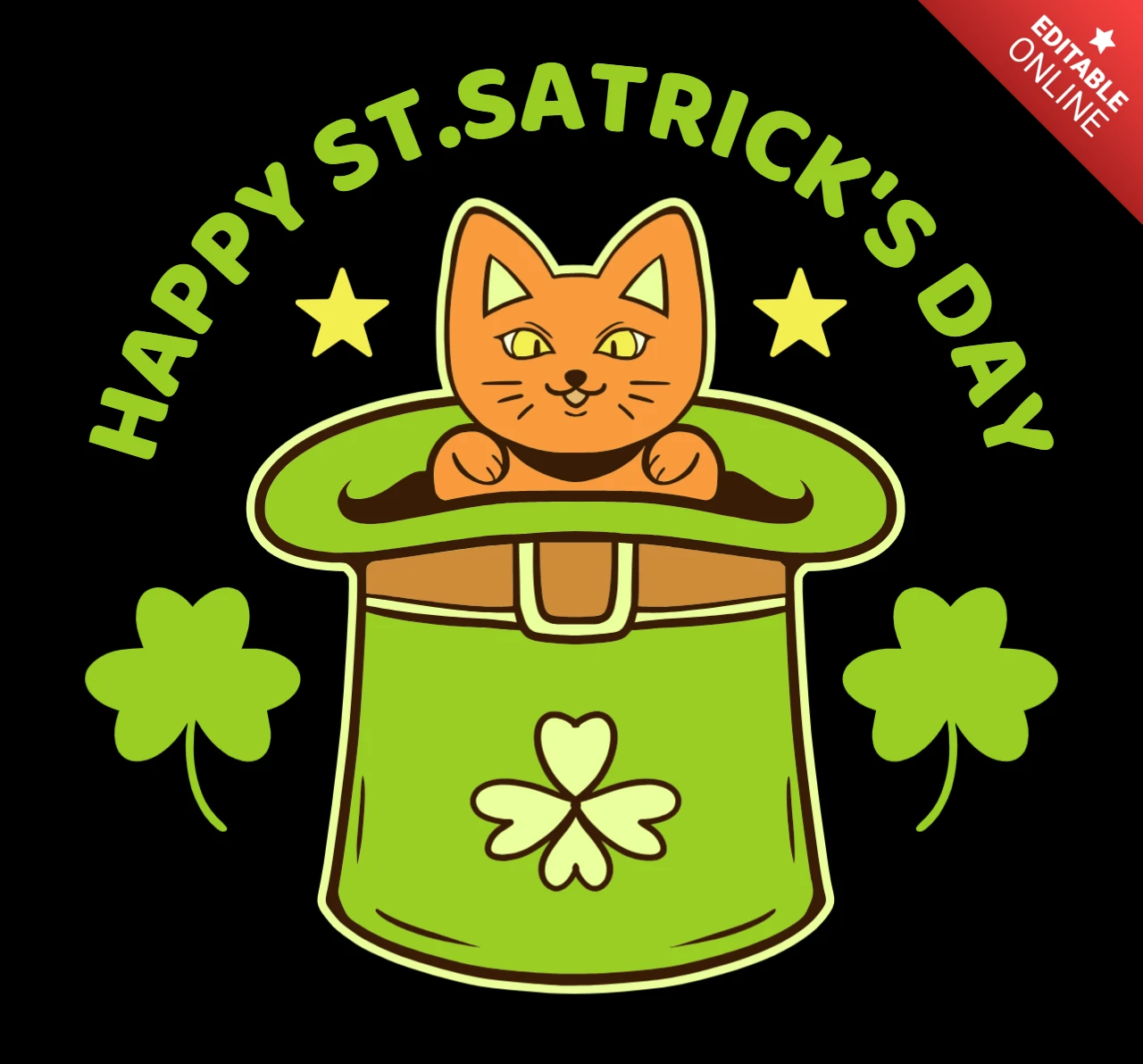 St. Patrick's Day kat ontwerp sjabloon voor t-shirt