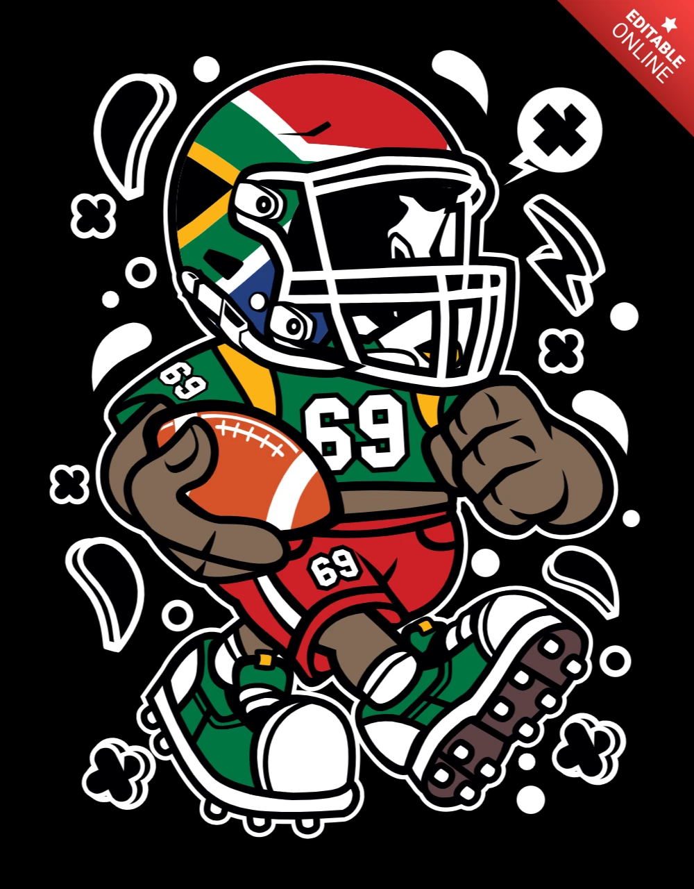 South African Football Player Cartoon Character Design Template