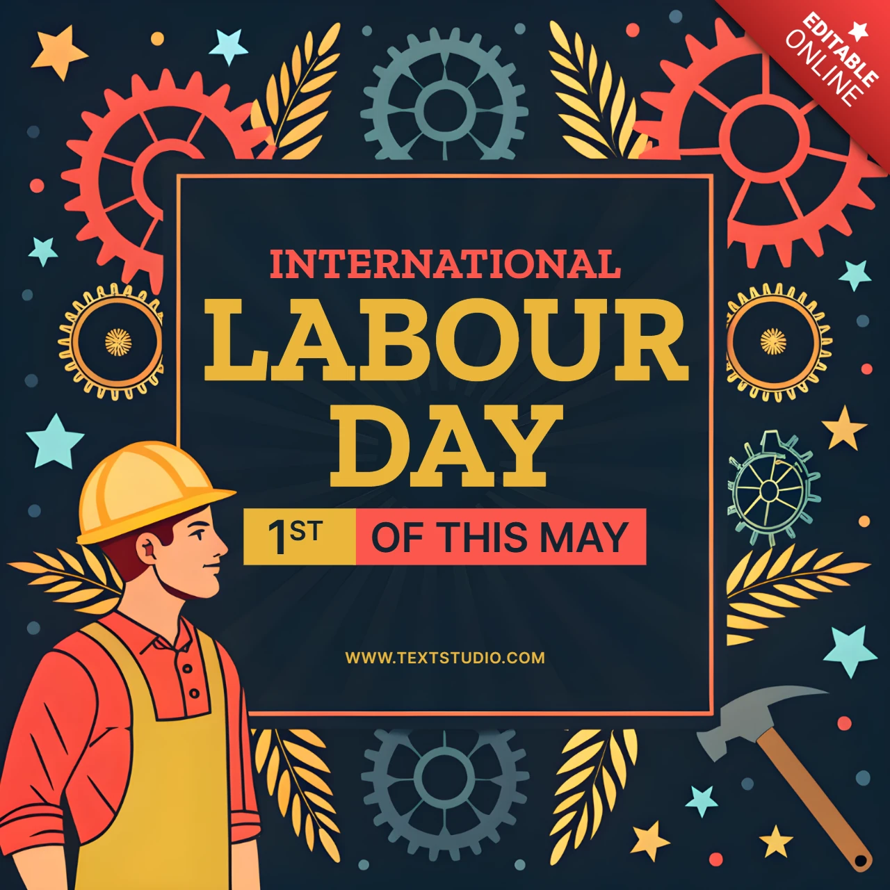 International Labour Day Celebration Template - Vintage Industrial Design