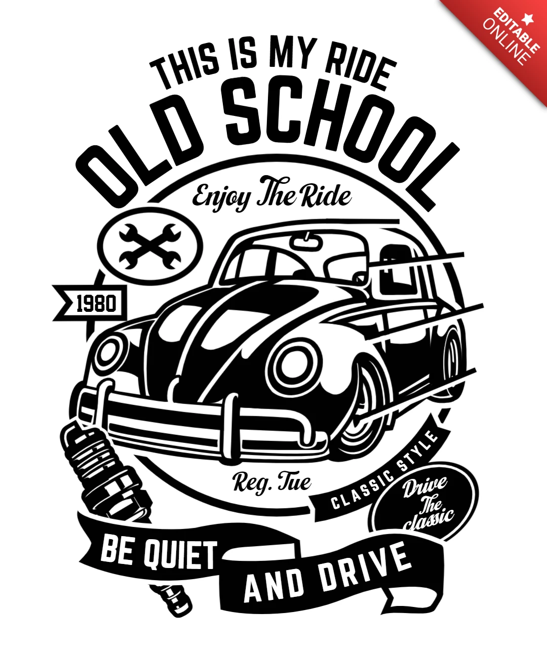 Old School Ride T-Shirt Design Template