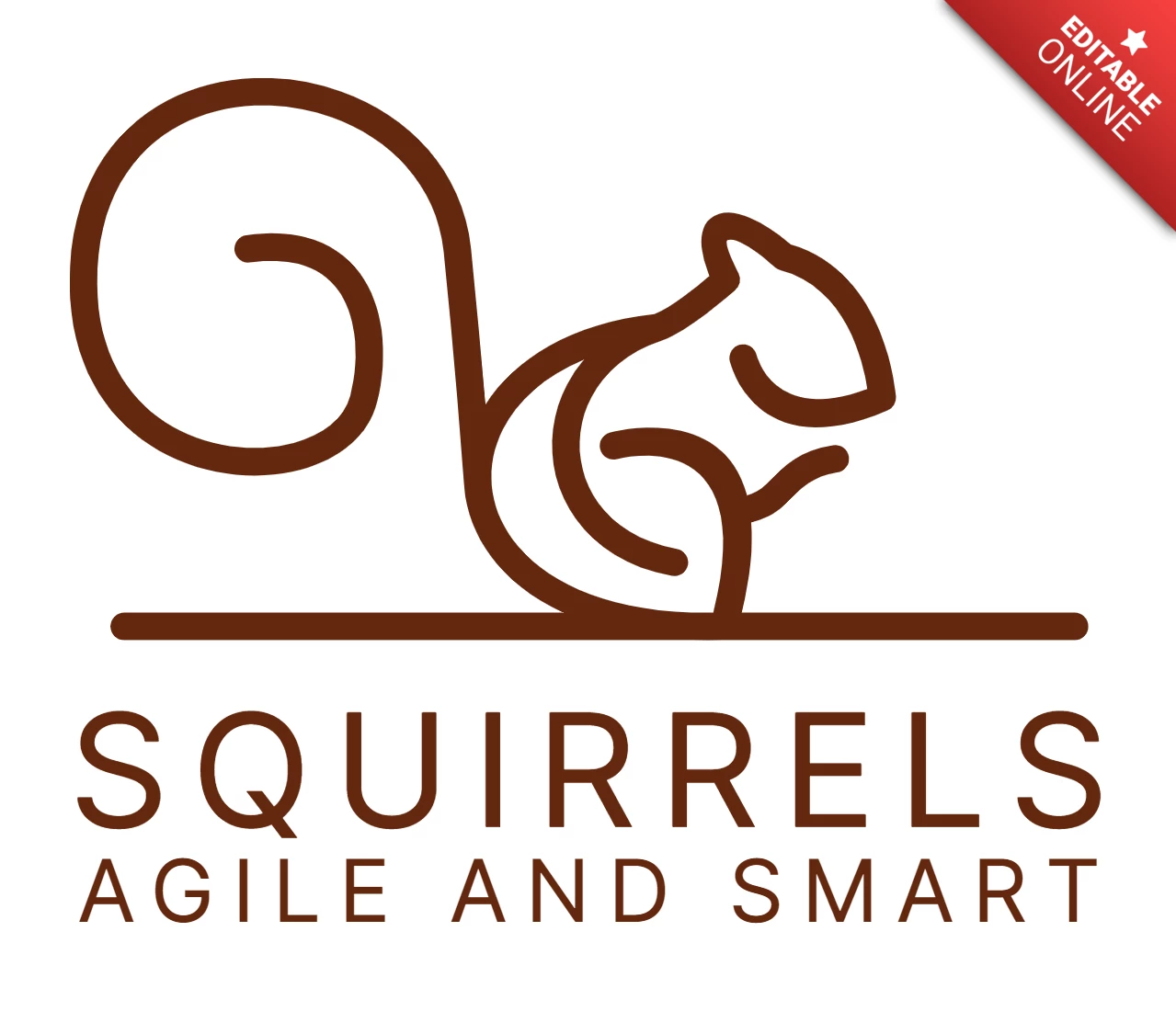 Squirrel Line Art Logo Design Template