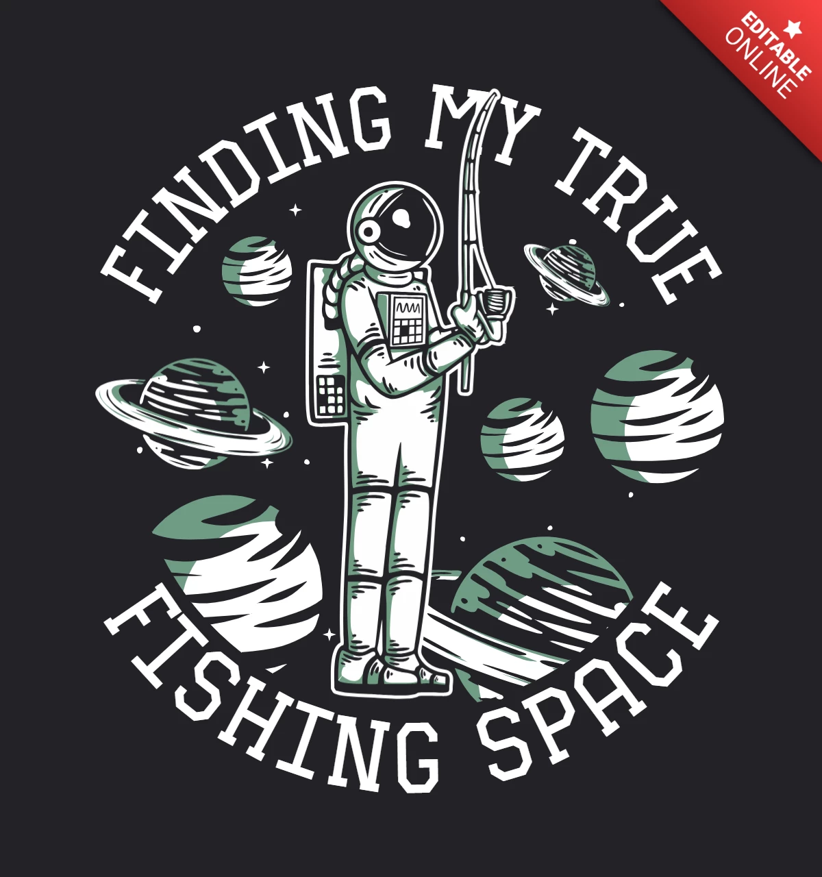 Angelplatz mit Astronauten-T-Shirt-Designvorlage