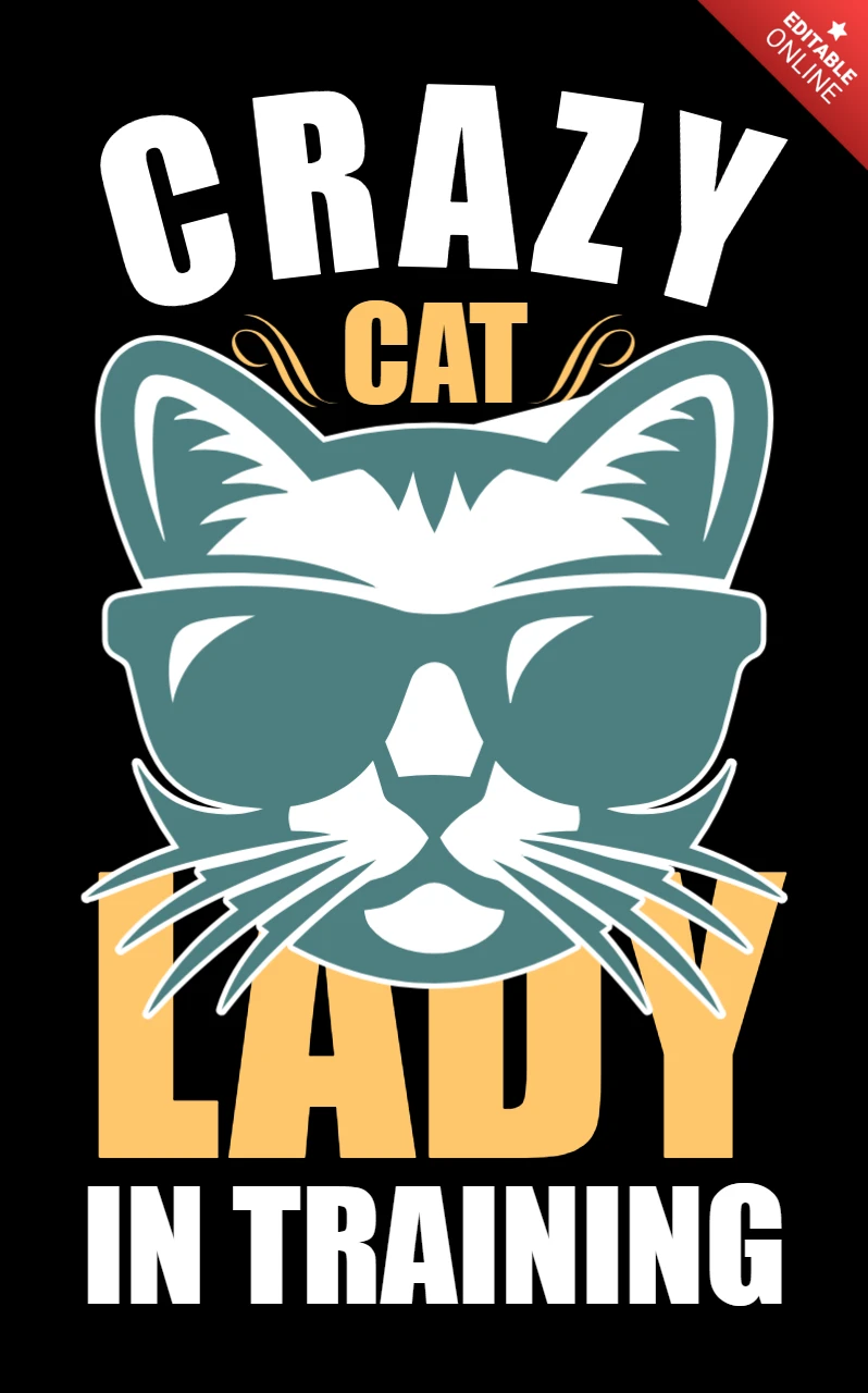 Retro Cat Lady Design Template for Fun Apparel