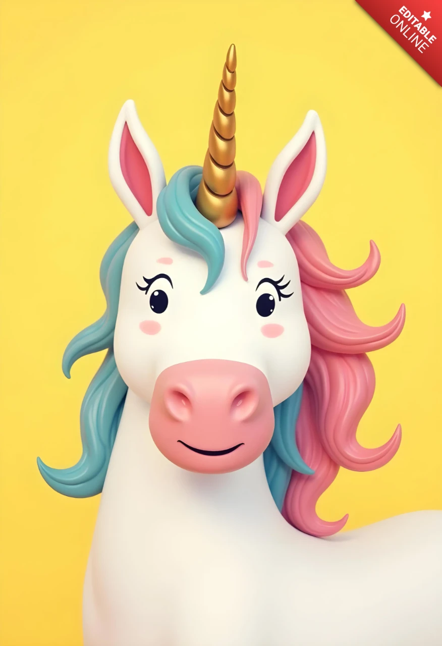 Bunte Einhorn Cartoon Design Vorlage für Kinderparty Einladungen und Dekorationen