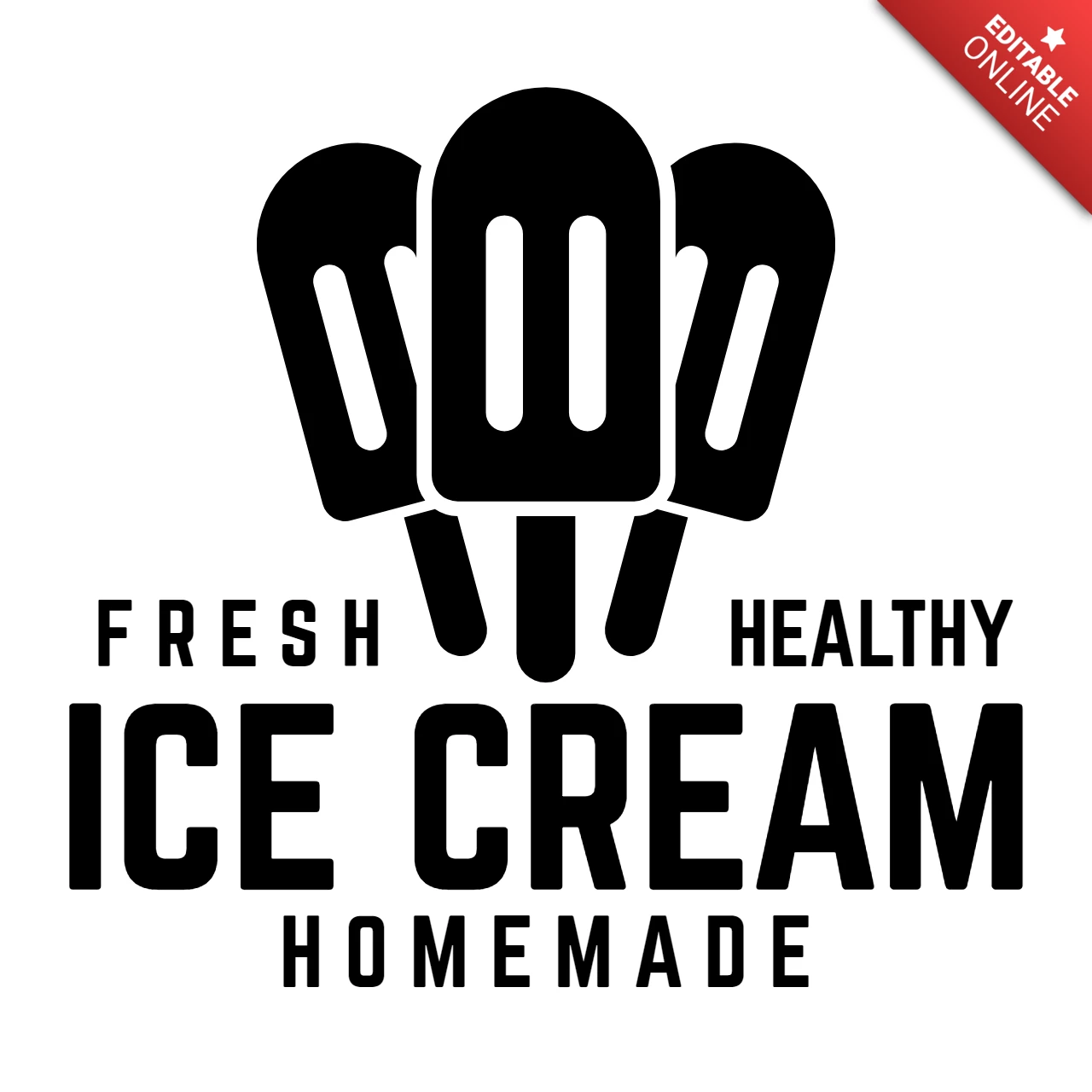Fresh and Healthy Ice cream Logo Design Template