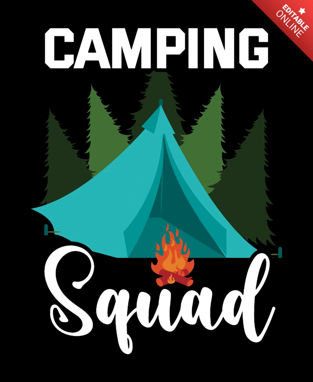 Camping Squad T-Shirt Design Template