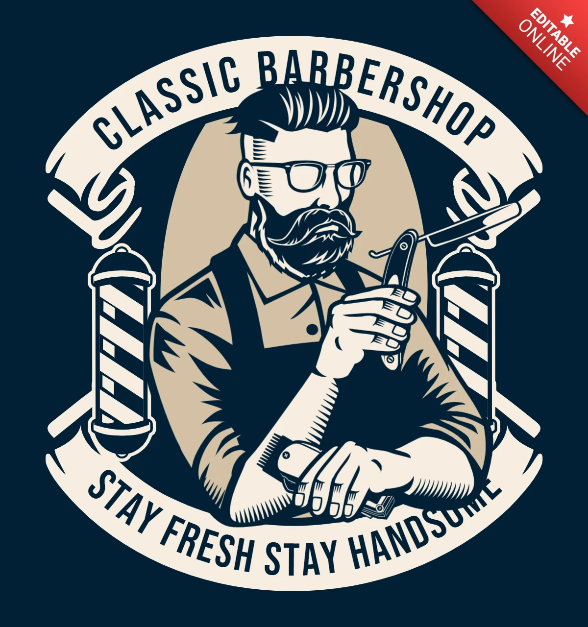 Classic Barber Shop T-Shirt Design Template