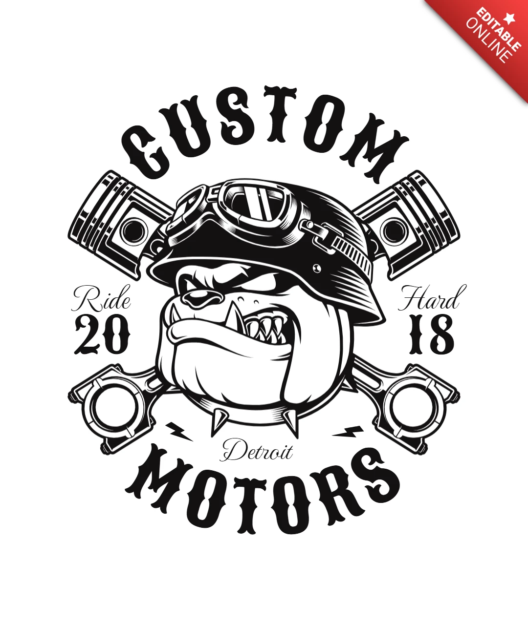 Biker bulldogge monochrome version t-shirt design vorlage