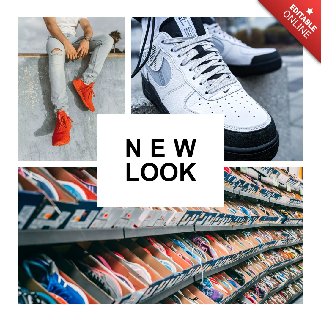 Modèle de conception de publication Instagram de vente de baskets de mode et de style