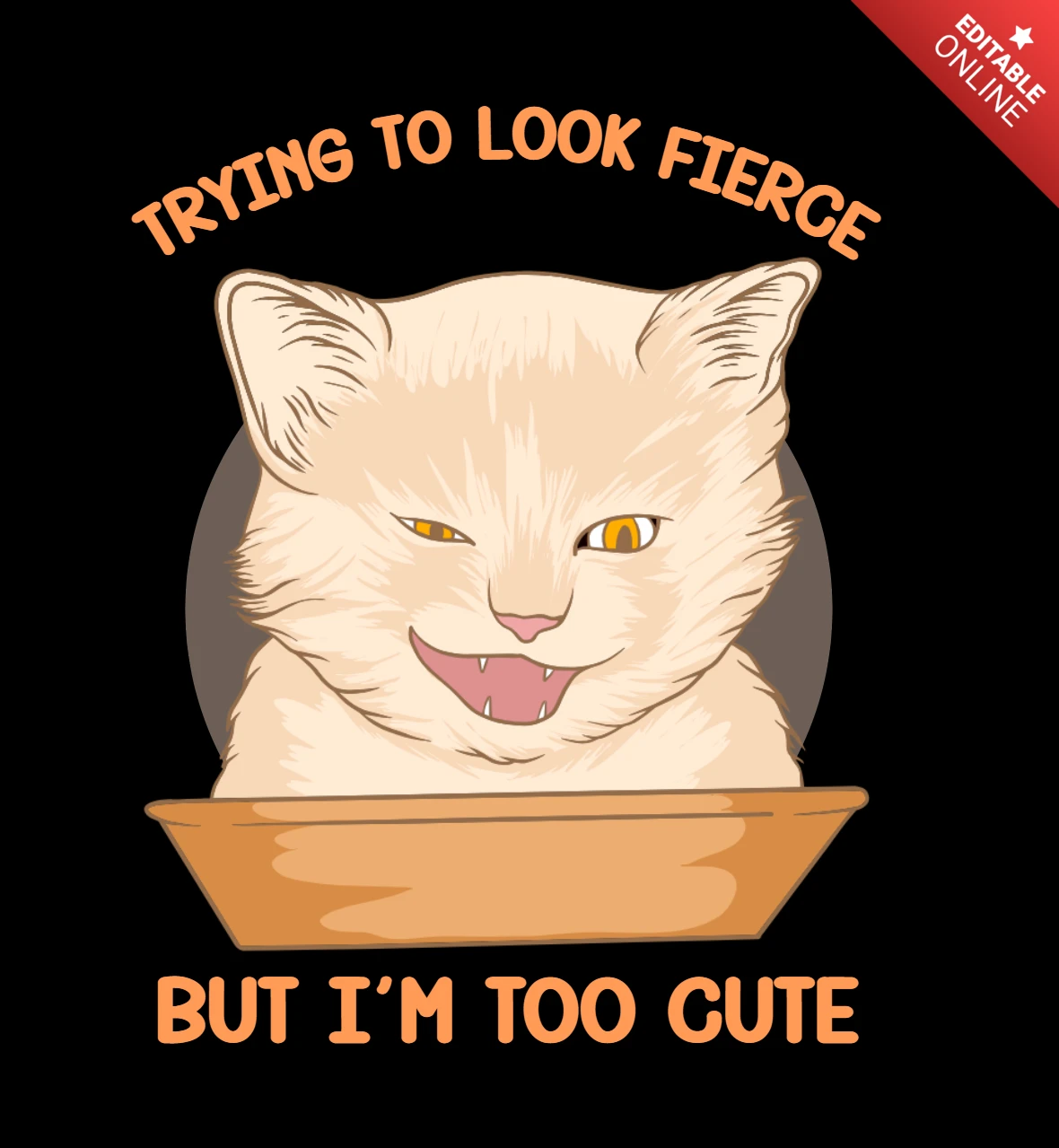 Trop mignon pour être féroce illustration de chat drôle dans un bol modèle de design de t-shirt