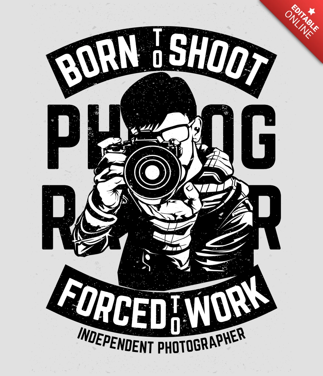 Fotógrafo nacido para disparar plantilla de diseño de camisetas