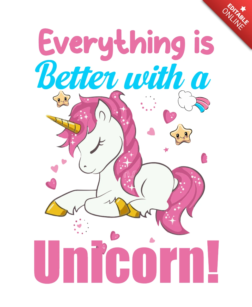 Alles ist besser mit einhorn t-shirt design vorlage