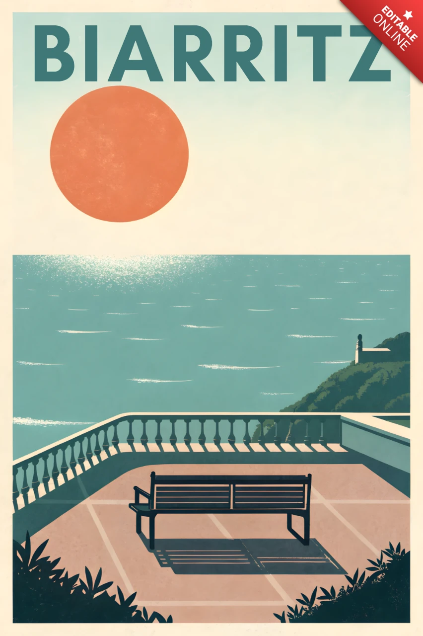 Retro Biarritz Design Vorlage für Reiseposter