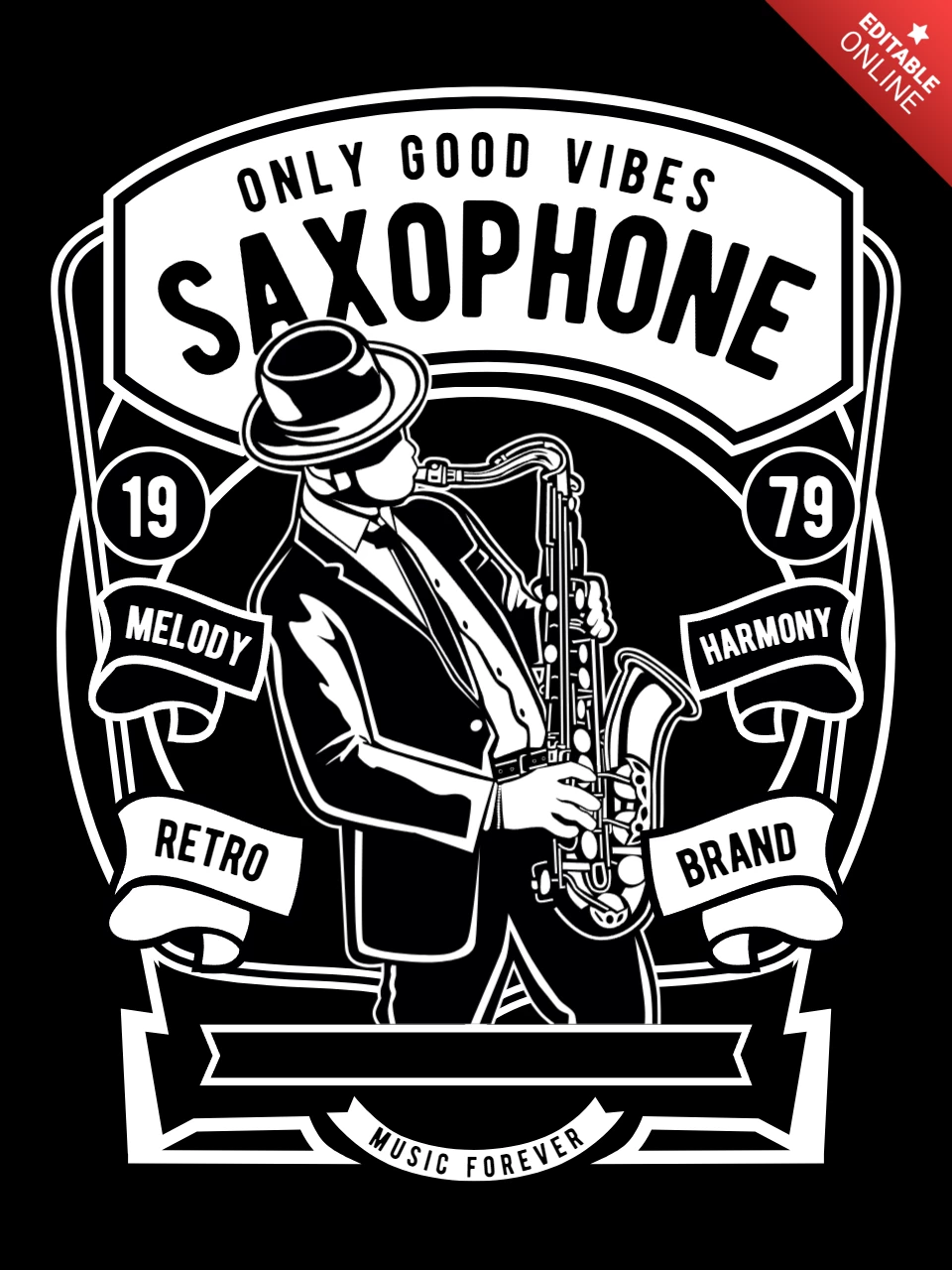 T-Shirt-Designvorlage für Saxophonmusiker