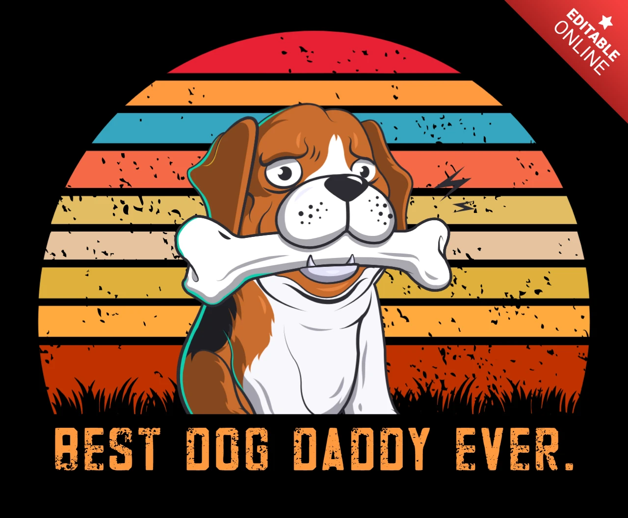 Plantilla de diseño de papá perro retro - editable estilo vintage