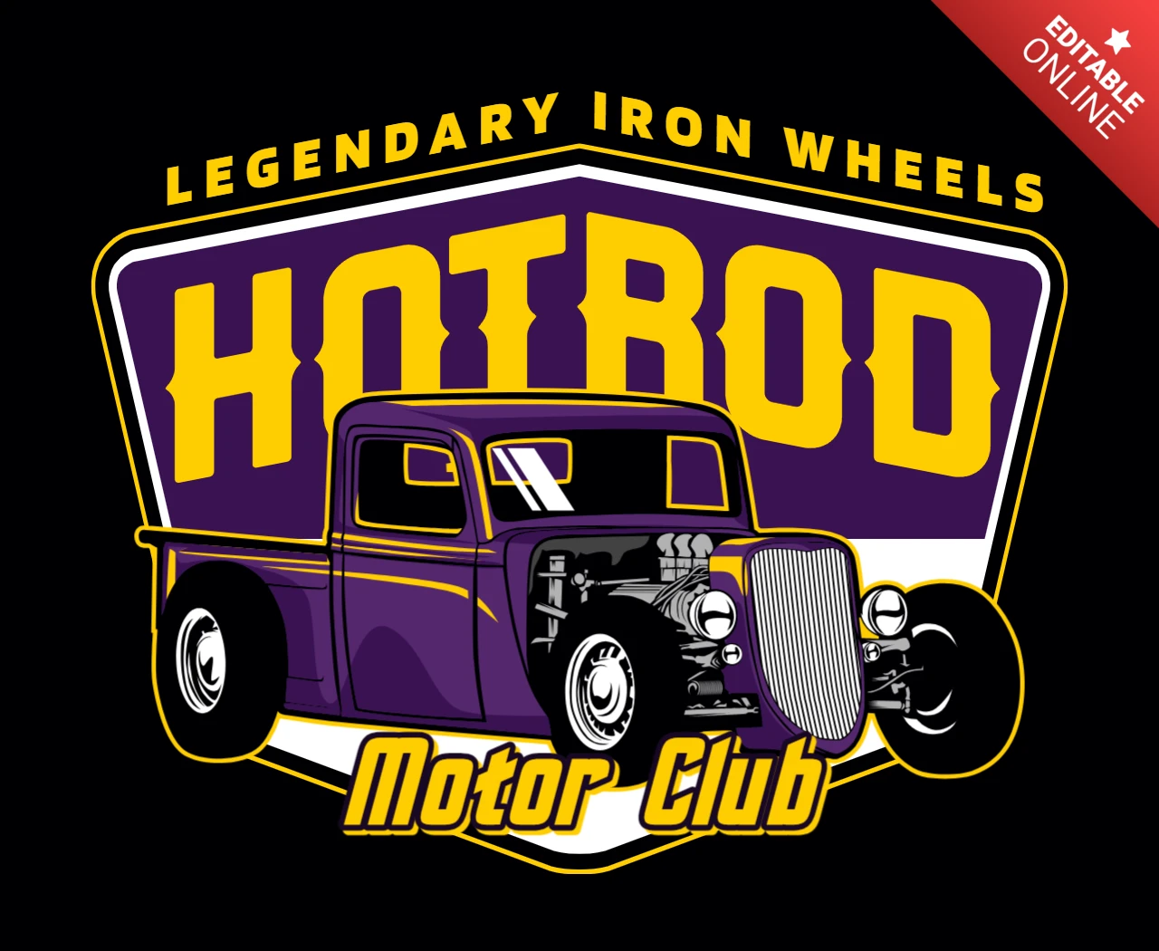 Modelo de design de camiseta do clube de motor de hot rod