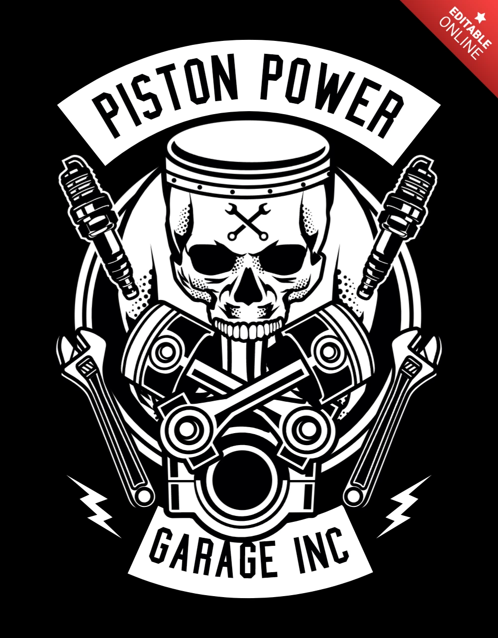Plantilla de diseño de camiseta con calavera de potencia de pistón