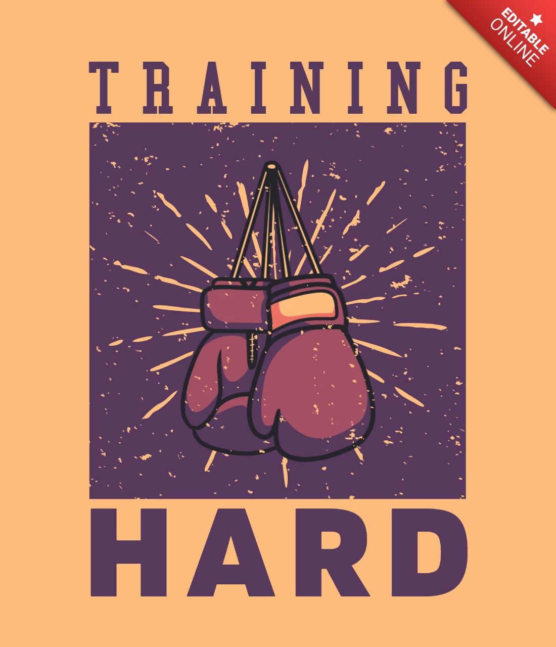 Boxing Gloves Vintage T-shirt Design Template