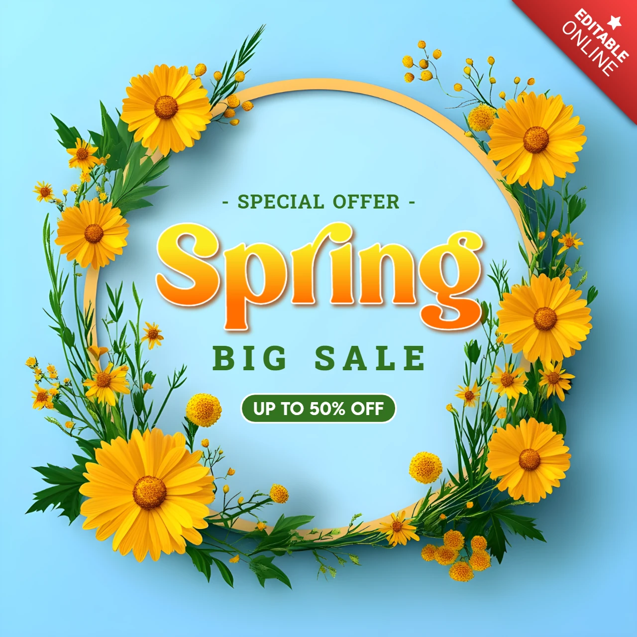Modèle de conception de vente florale de printemps - editable big sale promotion with flowers