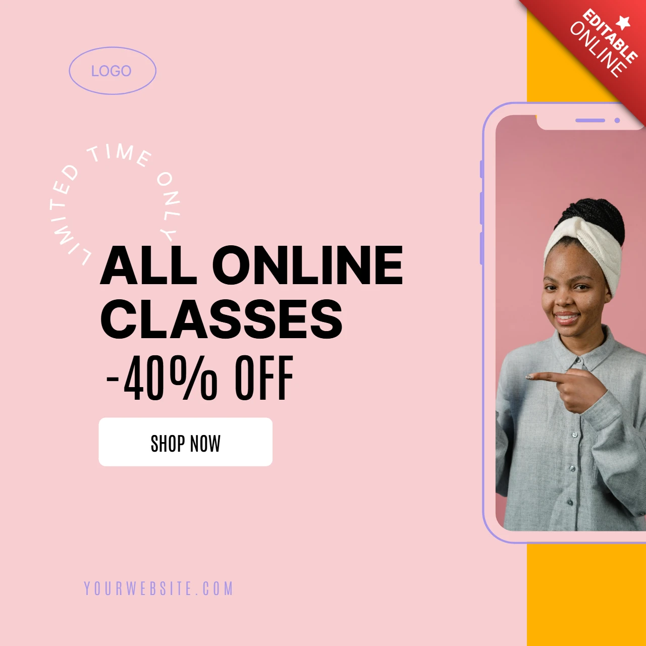 Online lessen korting instagram post ontwerpsjabloon