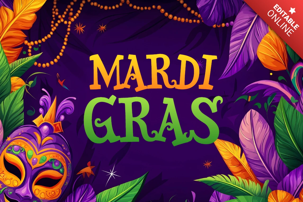 Motif vibrant de célébration de mardi gras avec masques et perles