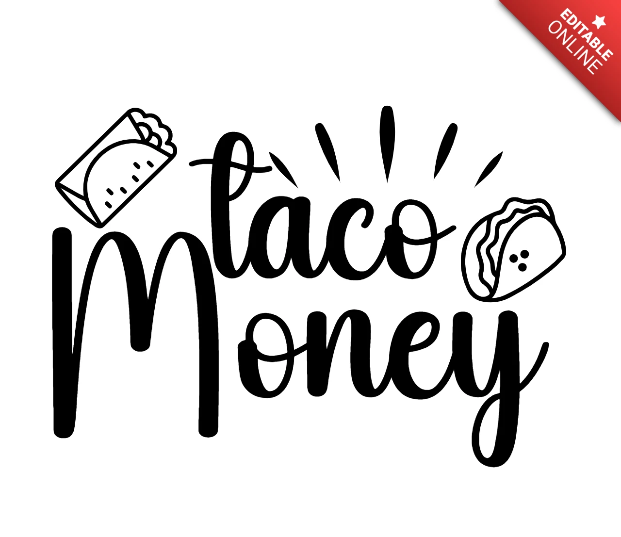 Taco geld makeup t-shirt design vorlage