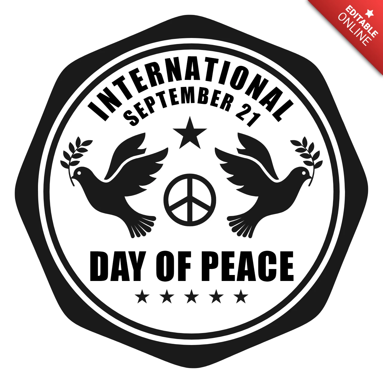 International Day Of Peace September 21 Stamps Design Template