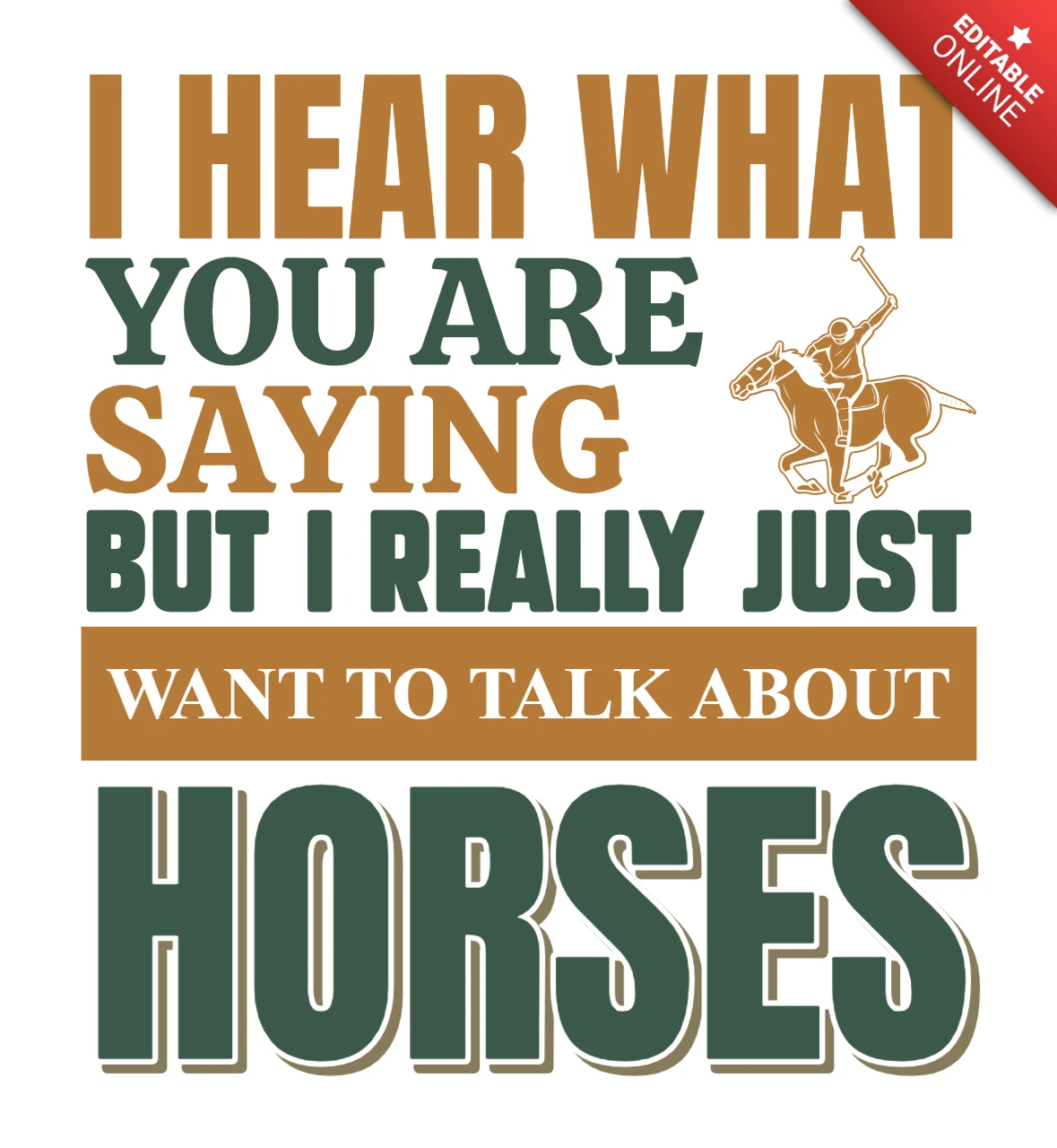 Equestrian Quote Design Template: Talk About Horses in Bold Typography
