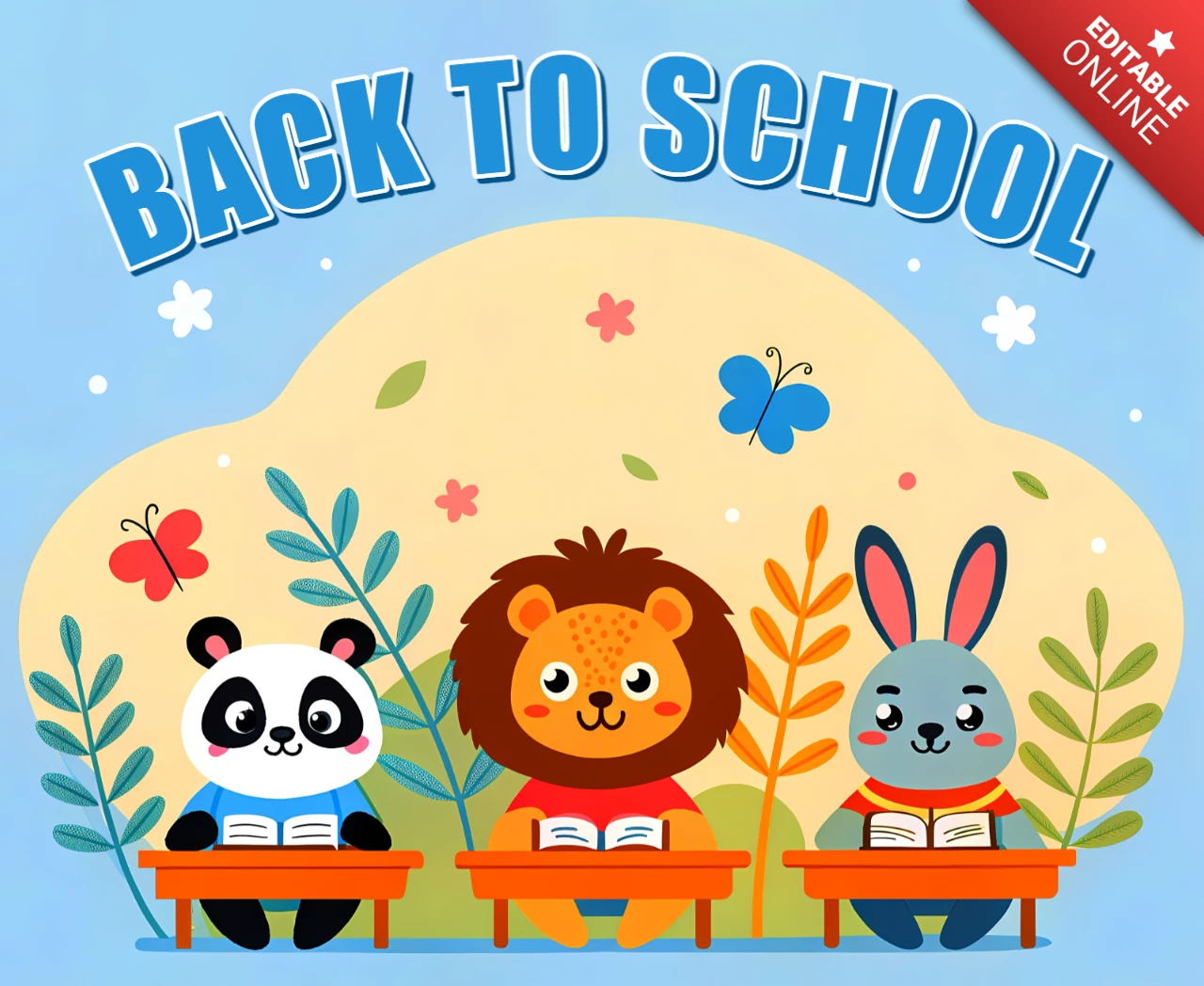 Plantilla de diseño de animales lindos para carteles educativos de niños de regreso a la escuela.