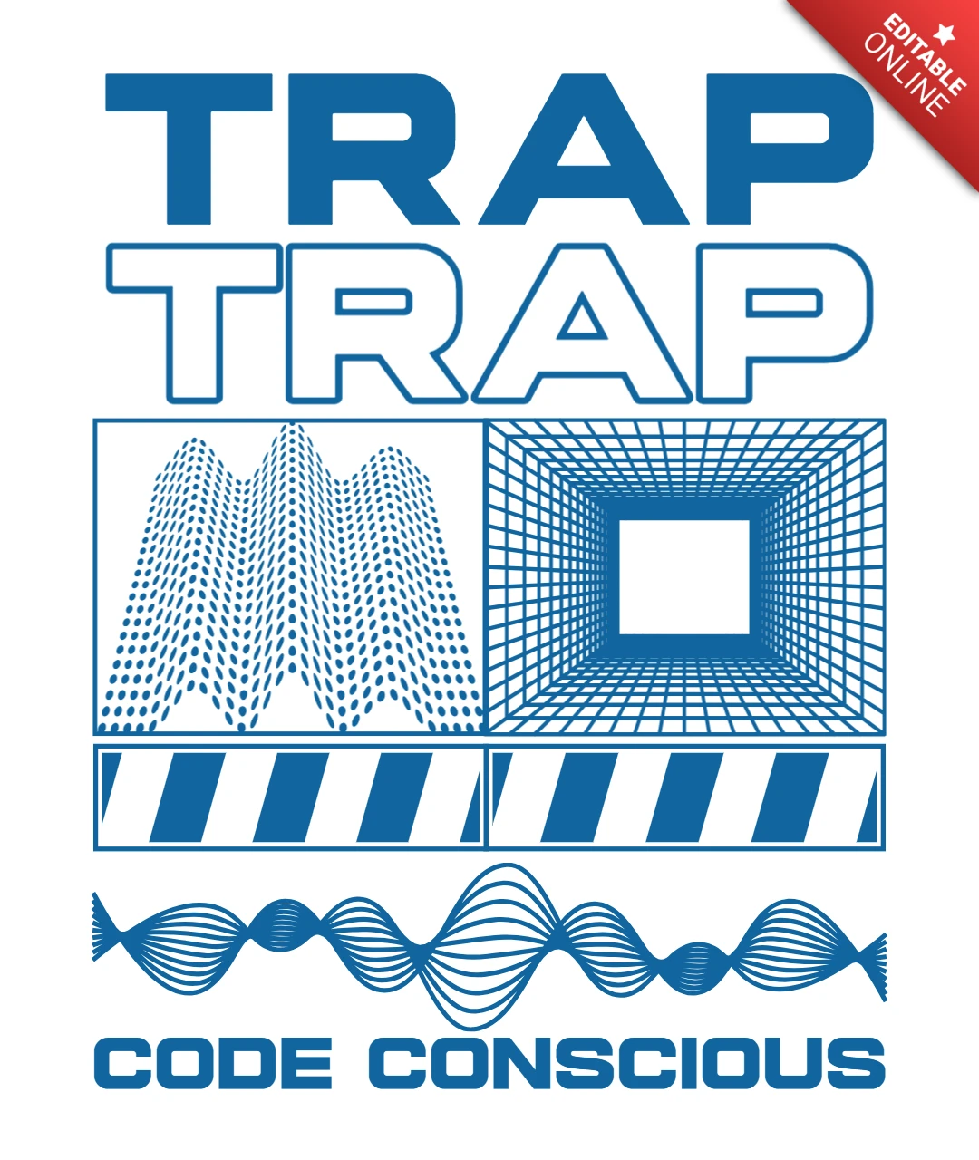 Code Conscious TRAP TRAP with Futuristic Grid T-Shirt Design Template