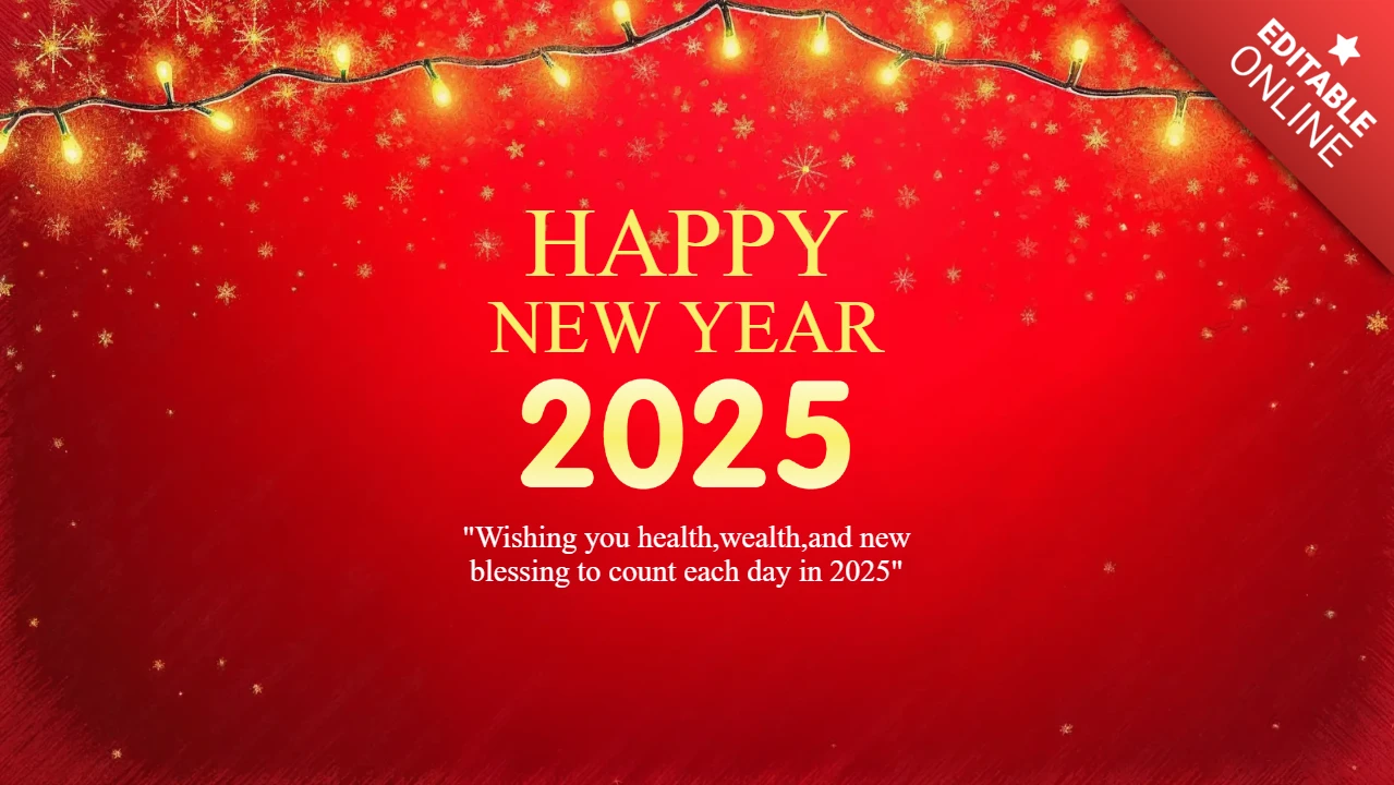Festive Red and Gold New Year Greeting Card Template