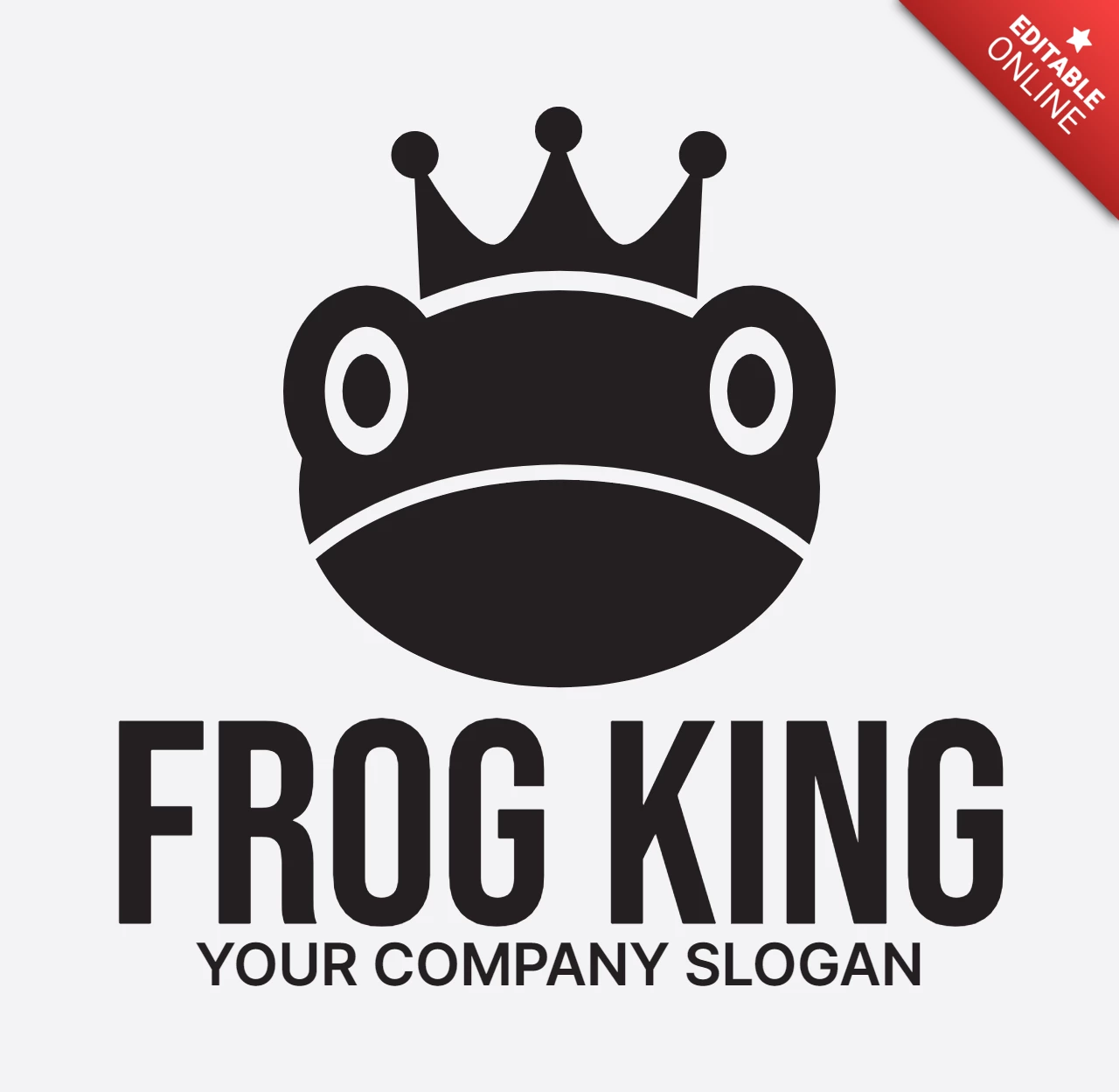 Frog King Logo Design Template Black